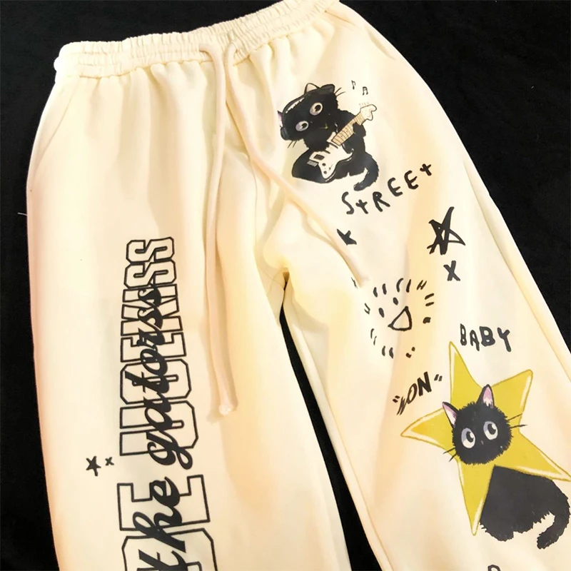 Men's Clothing Men's Jogging Print Pants For Cartoon Cat Lovers Sweet Casual Pants Sweatpants roupas masculinas