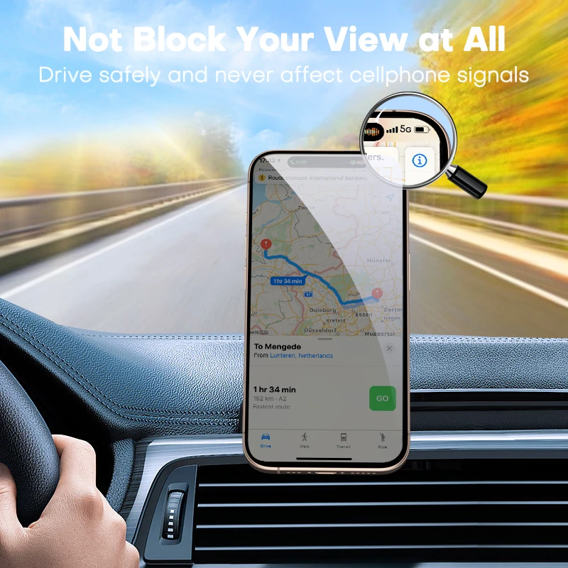 Magnetyczny uchwyt samochodowy na telefon QOOVI, obrotowy 360 stopni, mocowany do deski rozdzielczej, składany, z obsługą GPS, kompatybilny z iPhone 16, Samsung, Xiaomi, POCO — zdjęcie produktu 6