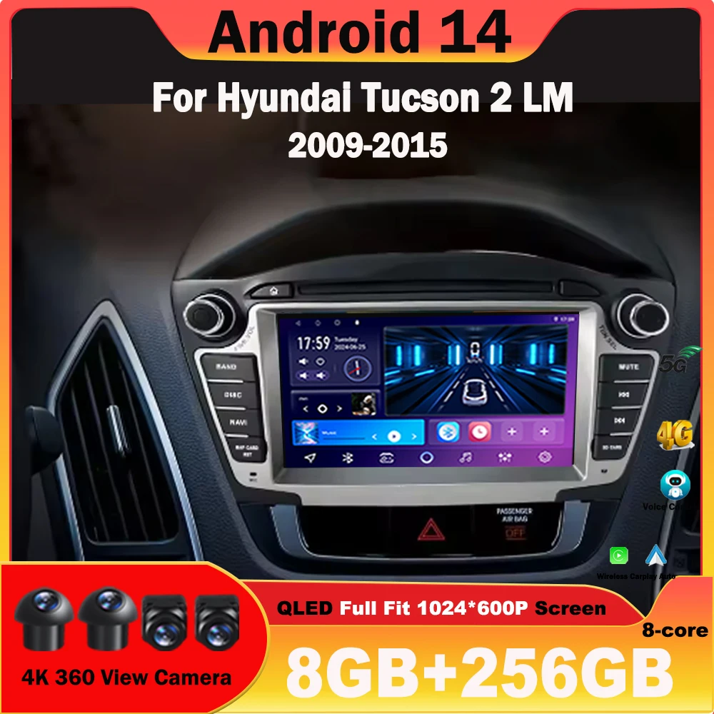 Android 14 For Hyundai Tucson 2 LM IX35 2005 - 2015 Car Radio Multimedia Video Player Navigation GPS Stereo Wireless Carplay DSP