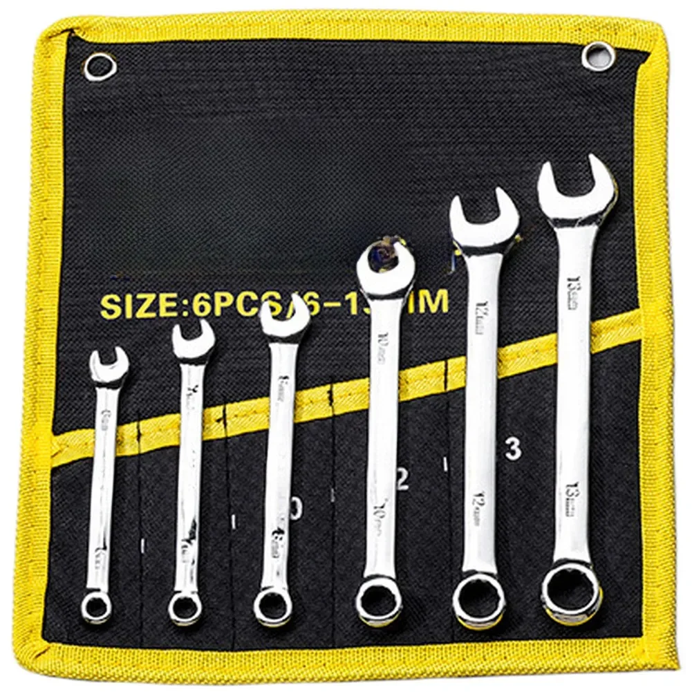 Chromium Vanadium Steel Wrench Set 6mm-32mm Dual End Open and Box Design Mirror Polished with Carry Storage Bag
