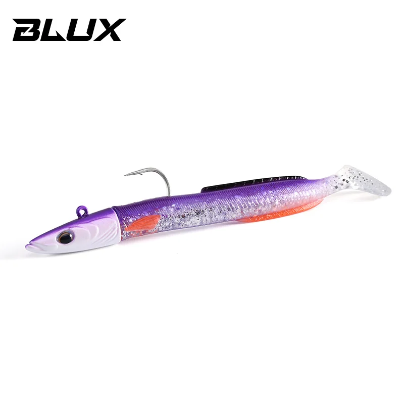 BLUX Happy Sandeel 11cm 17g Miękka przynęta wędkarska na żywą węgorz Wiosło Ogon Jig Hak z główką Winyl Wibracje Sztuczna przynęta Sprzęt słonowodny