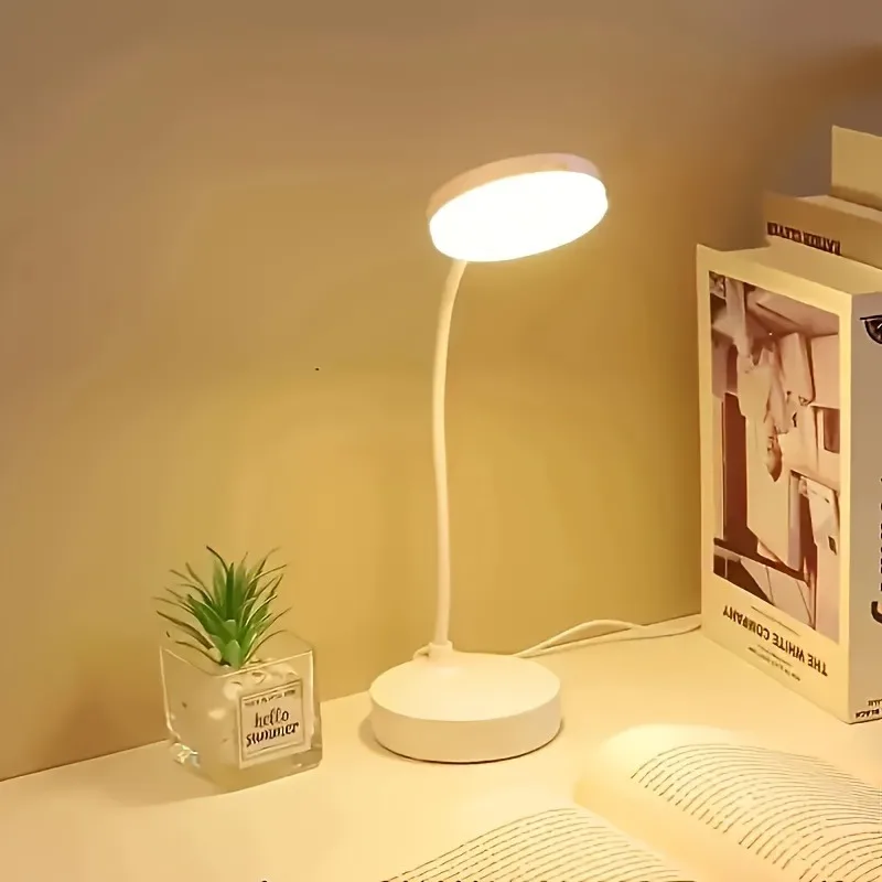 Flexible LED Desk Lamp with 3-Level Dimmer, USB Powered, Eye-Caring, Warm, White Light, Perfect for Home, Office, Reading, Study
