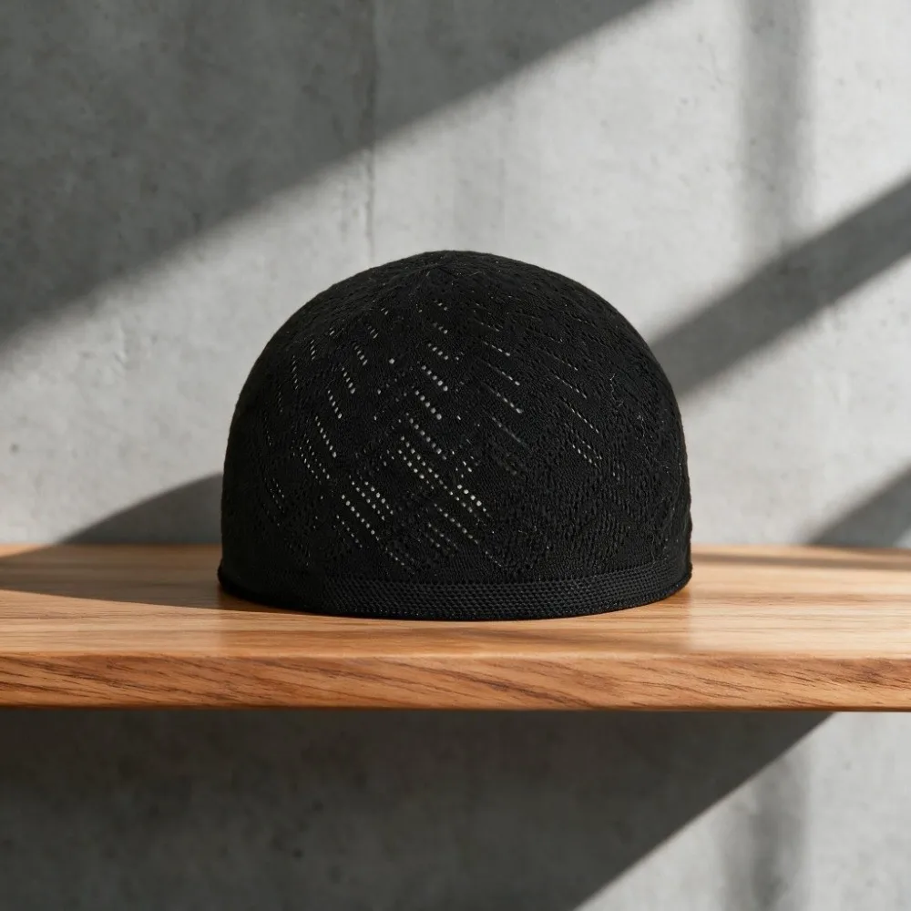 Turkey Stretchy Prayer Hat Breathable Solid Color Beanie Hat Simple Soft Men Knitted Cap Mosque