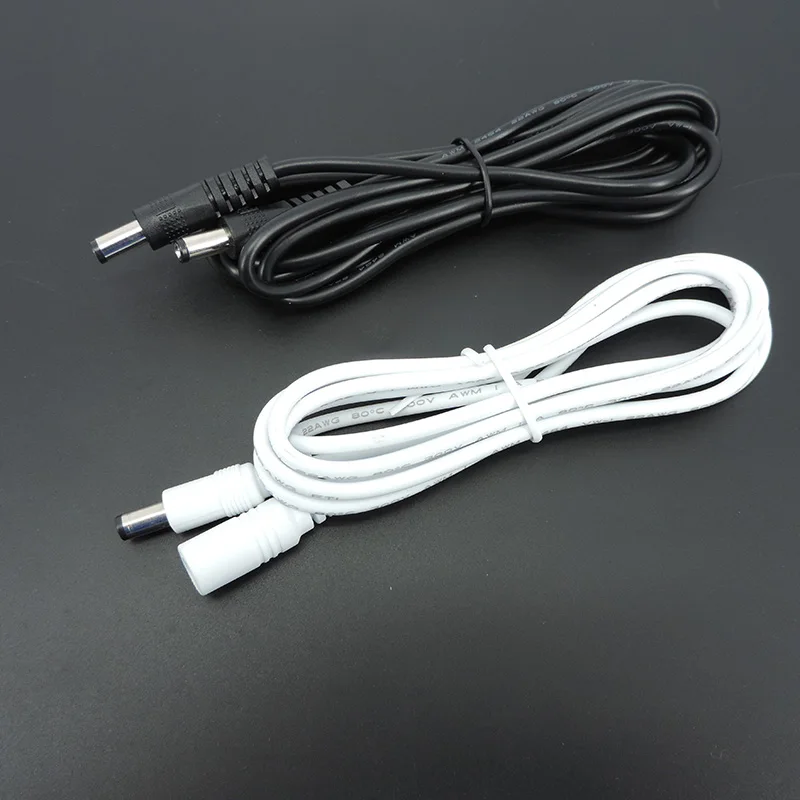 22awg 3A DC Man Op man vrouw voeding Adapter wit zwarte kabel Plug 5.5x2.1mm Connector draad 12V Verlengsnoeren een