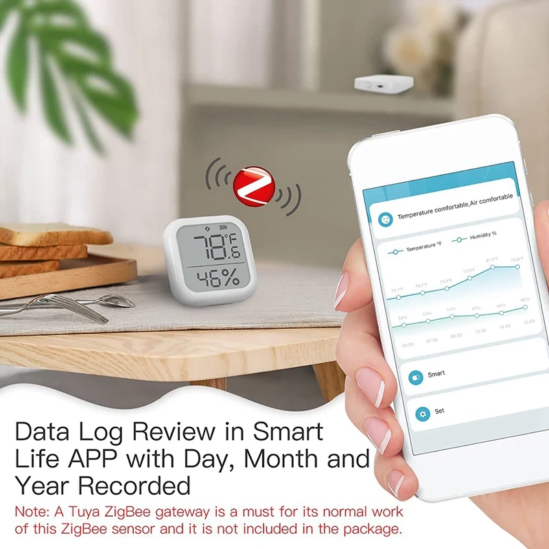 Sensor de temperatura e umidade Tuya Zigbee Higrômetro interno, Detector de termômetro, Display LCD digital