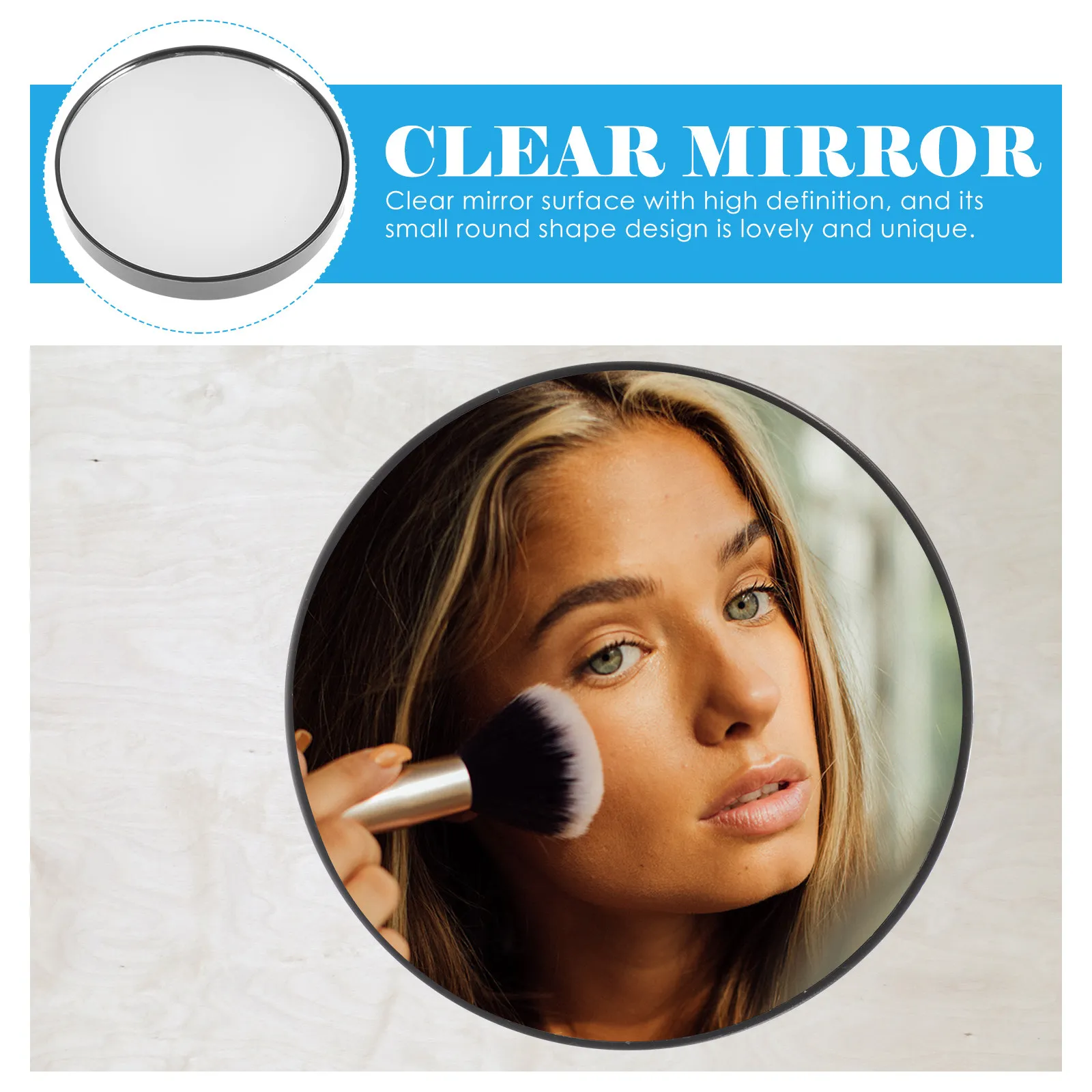 Compact Round 5X Magnifying Glass Makeup Mirror Portable Pocket Mirror for Travel Bathroom Precision Grooming Black