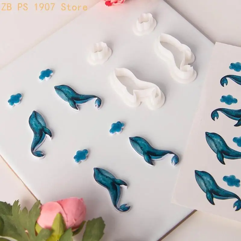 Ocean Themed Jewelry Making Supplies Whale Shaped Soft Clay Earrings Mold/Decals 55KA