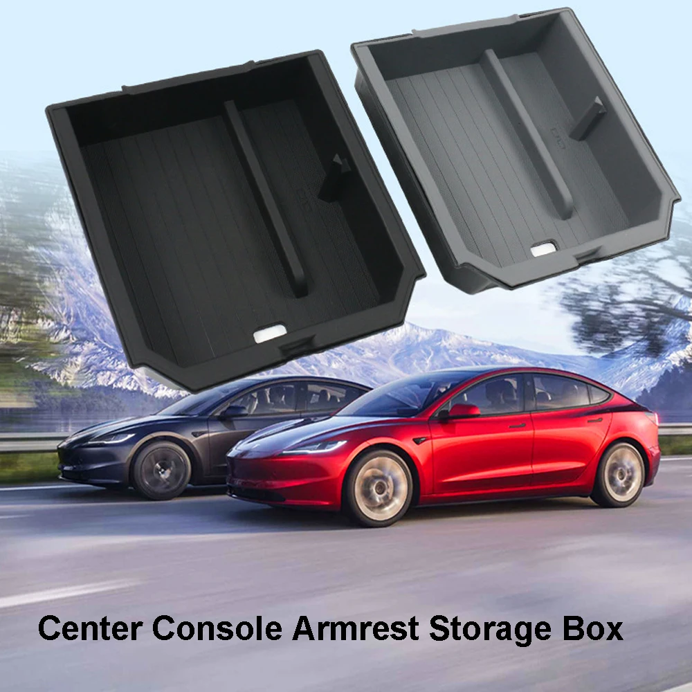 

Silicone Double-layer Center Console Central Armrest Hidden Organizer Box For Tesla Model Y 3 2024 with Eyeglasses Holder Tray