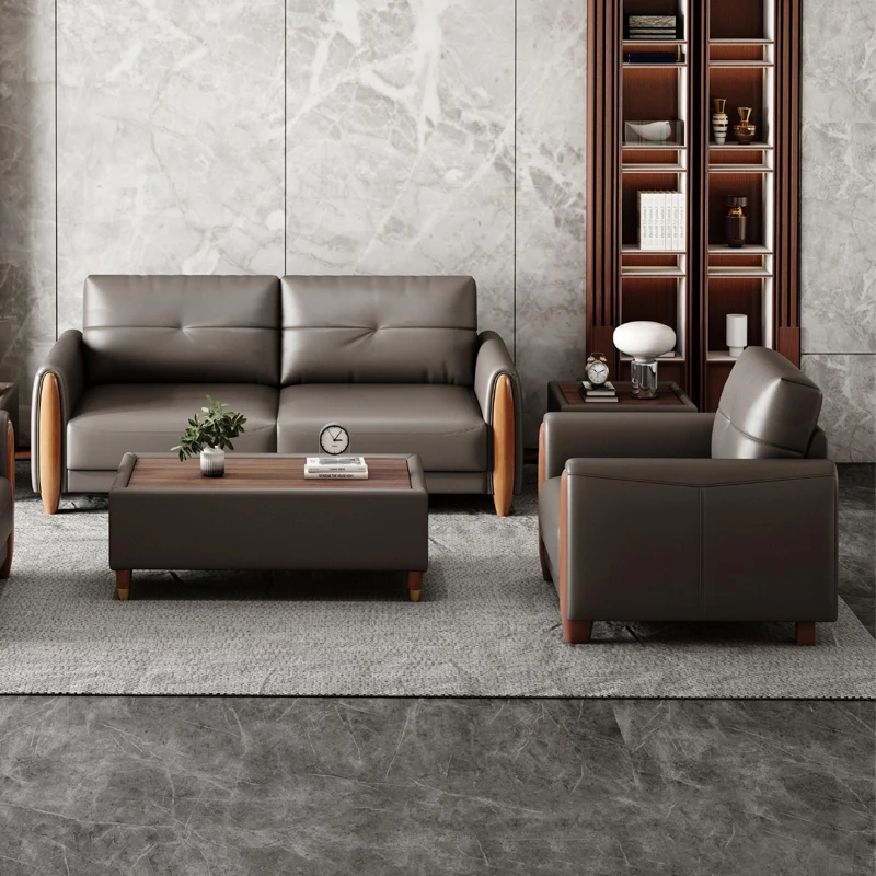 #High-End Italian Style Office Leather Covered Sofa  Home Office Hotels Schools Metal Base