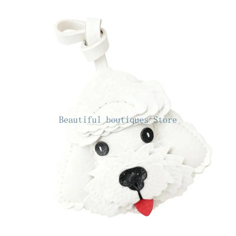 U4LF Lovely Dog Design Keychain For Keys Bags Car Decoration Soft PU Leather Keyring Fashionable Accessory Gift