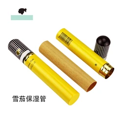 Portable Cigar Tube Humidor Aluminum Waterproof Cigar Tube Holder Cedar Wood Lined Travel Moisturizing Cigars Accessories