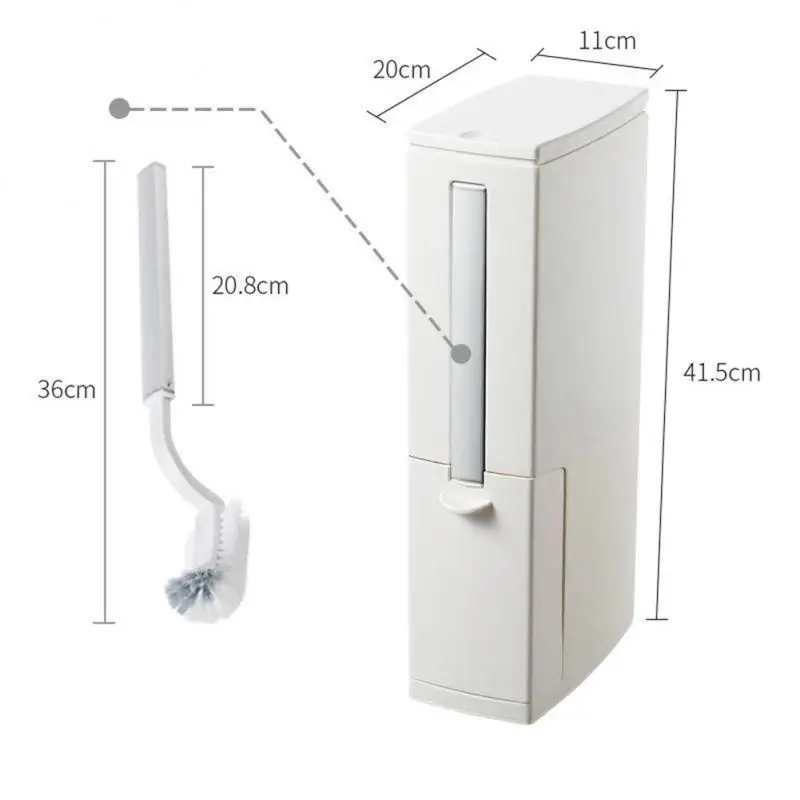 Wall Mounted Trash Can With Toilet Brush Pop-Up Trash Bin With Lid Sets Plastic Waterproof Household Bathroom Cleaning Tools