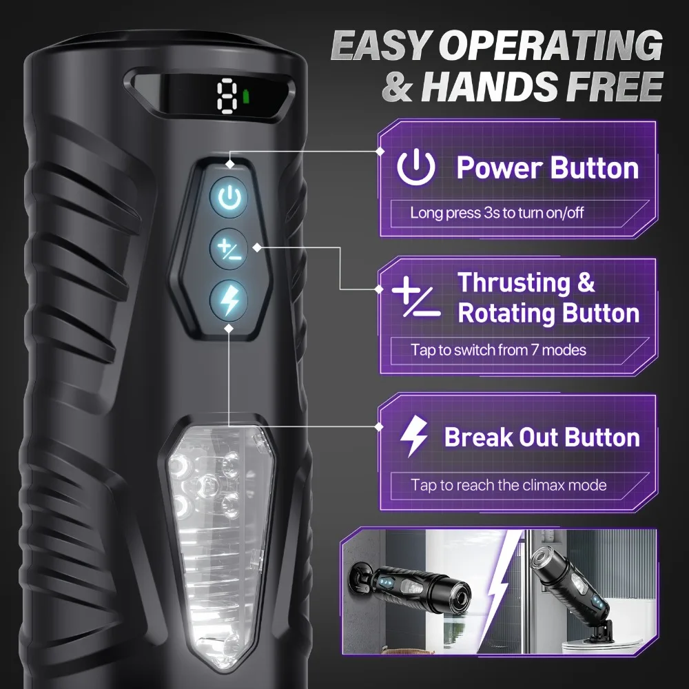 جهاز استمناء ذكر آلي تلسكوبي دوار كأس حشفة محفز مضخة القضيب آلة الجنس الكبار للرجال السلع المثيرة