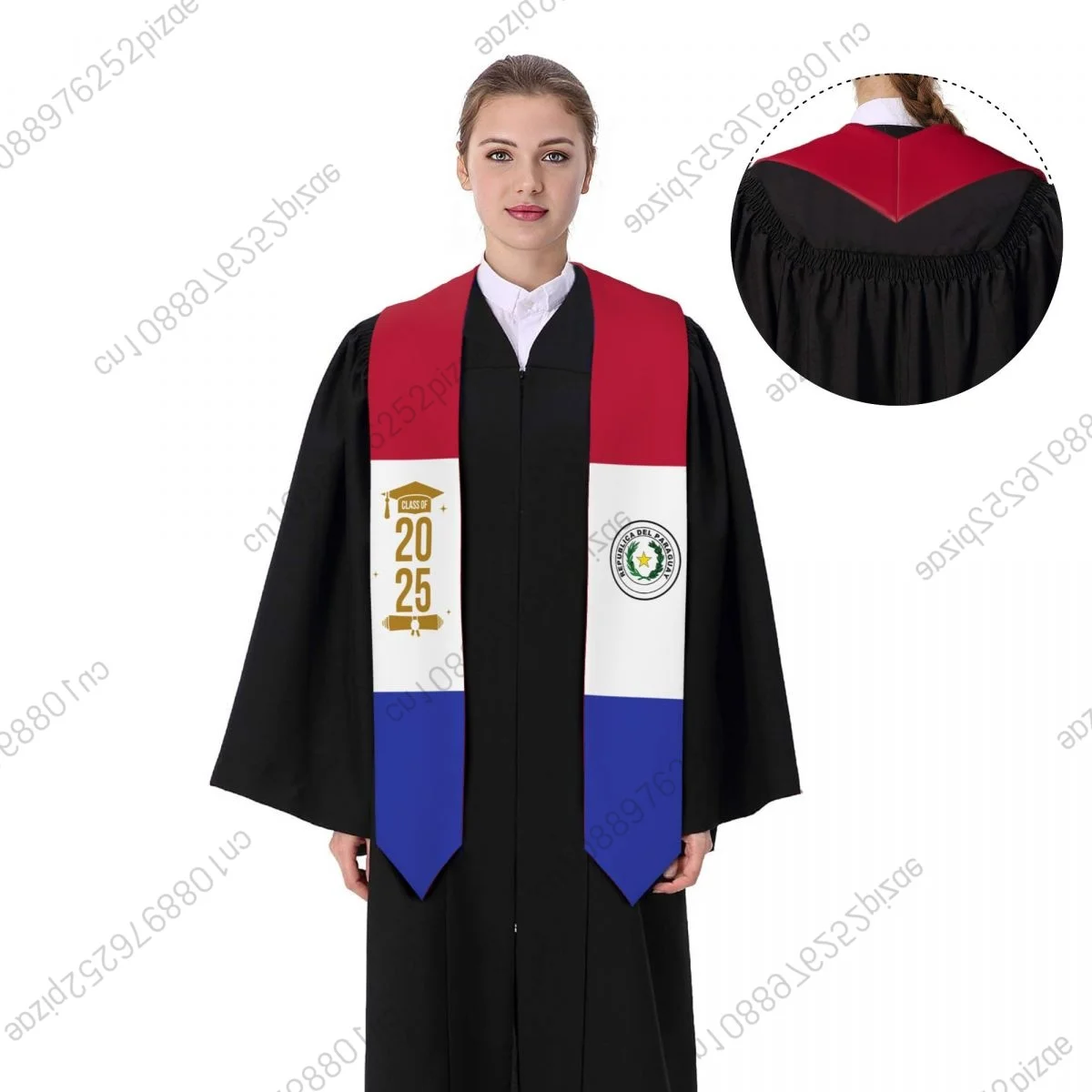 

New Paraguay Flag Class Of 2025 183*13CM Graduation Stole Sash Scarf For International Students Proud