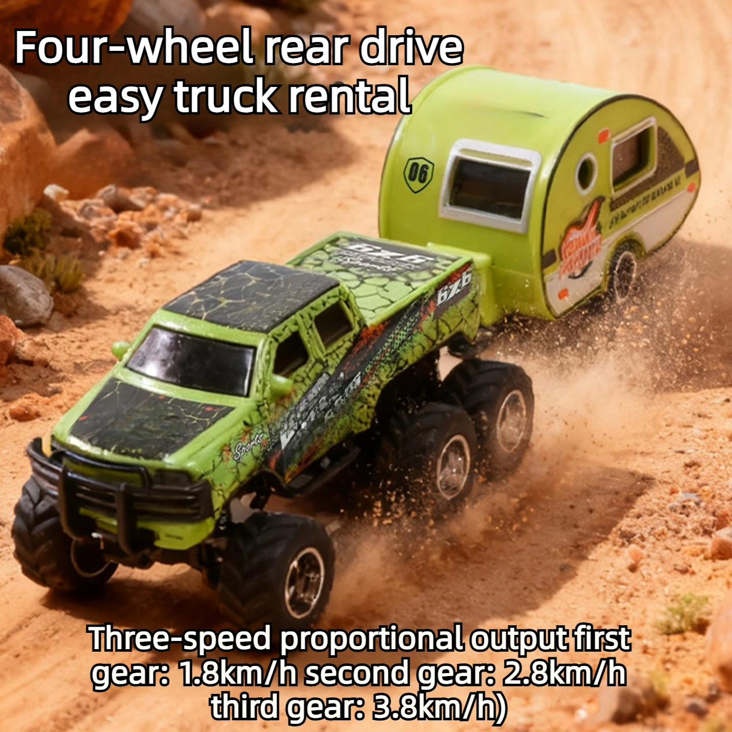 Mini vehículo todoterreno de seis ruedas RC, escala 1/64, con luces de cuerpo de aleación, tracción trasera, coche de juguete de escritorio con Control remoto de 2,4 GHz