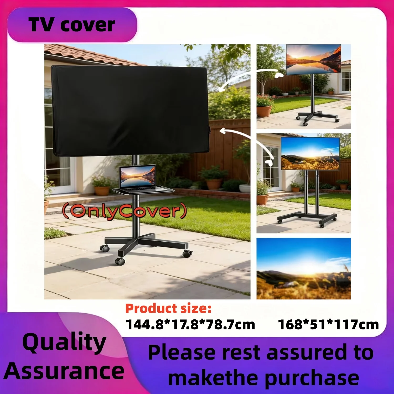 Outdoor TV Cover for Large Flat-Screen Tvs -  Compatible with Most Wall-Mounted/Stand-Alone TV Stands TV Cover