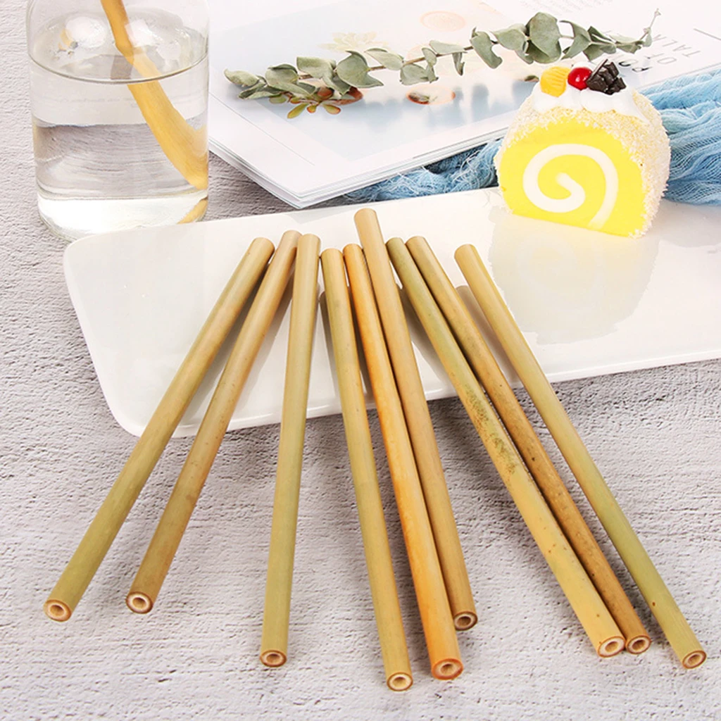 30Pcs Bamboo Straw Reusable Straw 10cm Hollow Wooden Tube Bamboo Drinking Straws for Kitchen Home Party Wedding Bar Tool