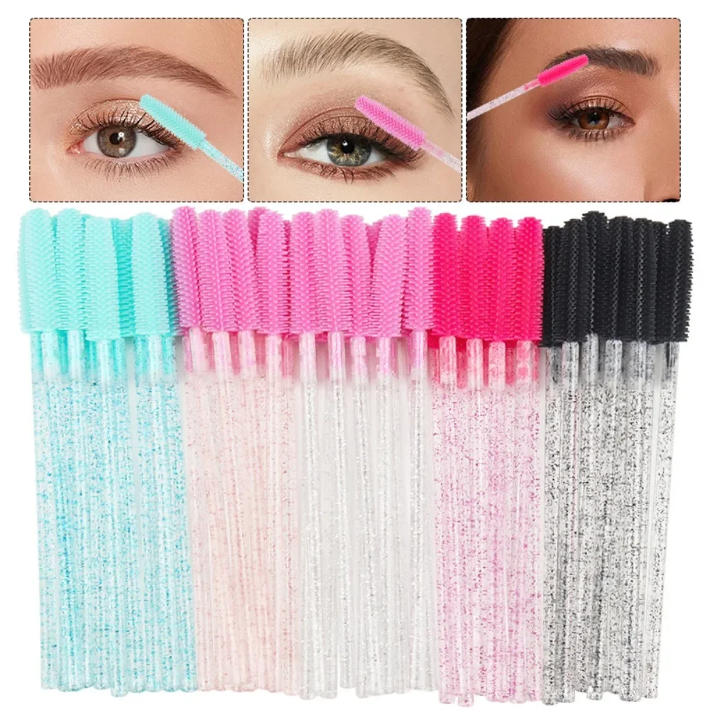 Wholesale 150/300 Pcs Silicone Crystal Mascara Wands Reusable Eyelash Brushes Comb Spoolie Brush for Women Makeup Beauty Tools