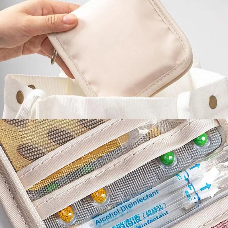 

Outdoor Travel Essential Pill Bag Portable Medical Pouch Makeup Bag Waterproof Foldable First Aid Kit Emergency Organizer