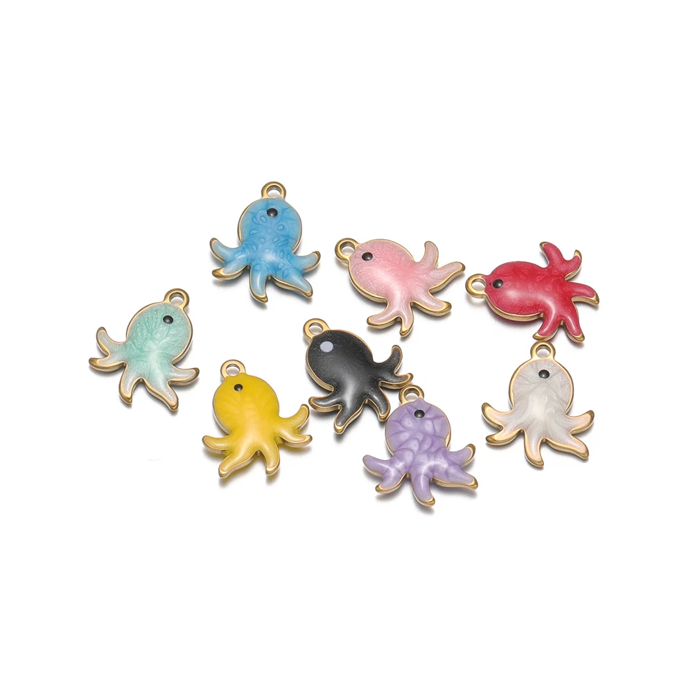

20 шт. разноцветные подвески в виде осьминога, эмалированные подвески из нержавеющей стали, оптом для DIY ювелирных изделий ручной работы, ожерелья, сережек, материал для изготовления