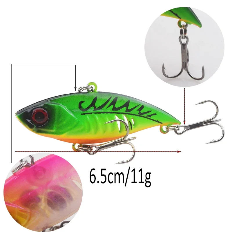 1  Pc Sinking Vibration Fishing Lure 6cm 11g Hard Plastic Artificial VIB Winter Ice Fishing Pike Bait Tackle Isca Peche