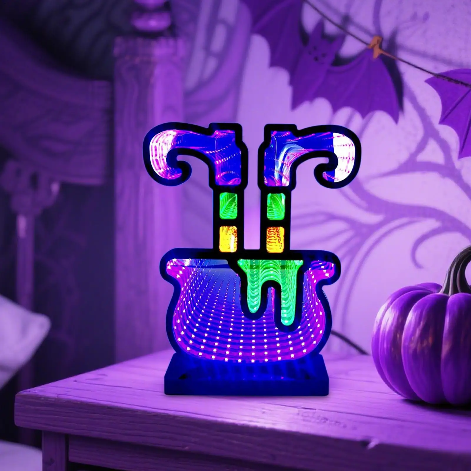 Lampu Malam Halloween LED Lampu Neon Dekoratif Akrilik Lampu Meja Samping Tempat Tidur Dekorasi Halloween Dekorasi Meja untuk Kamar Tidur Bar