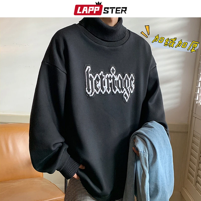 

LAPPSTER Winter Patchwork Y2k Streetwear Turtleneck Hoodies Korean Fashions Sweatshirts Tracksuit Fleece Casual Vintage Hoodie