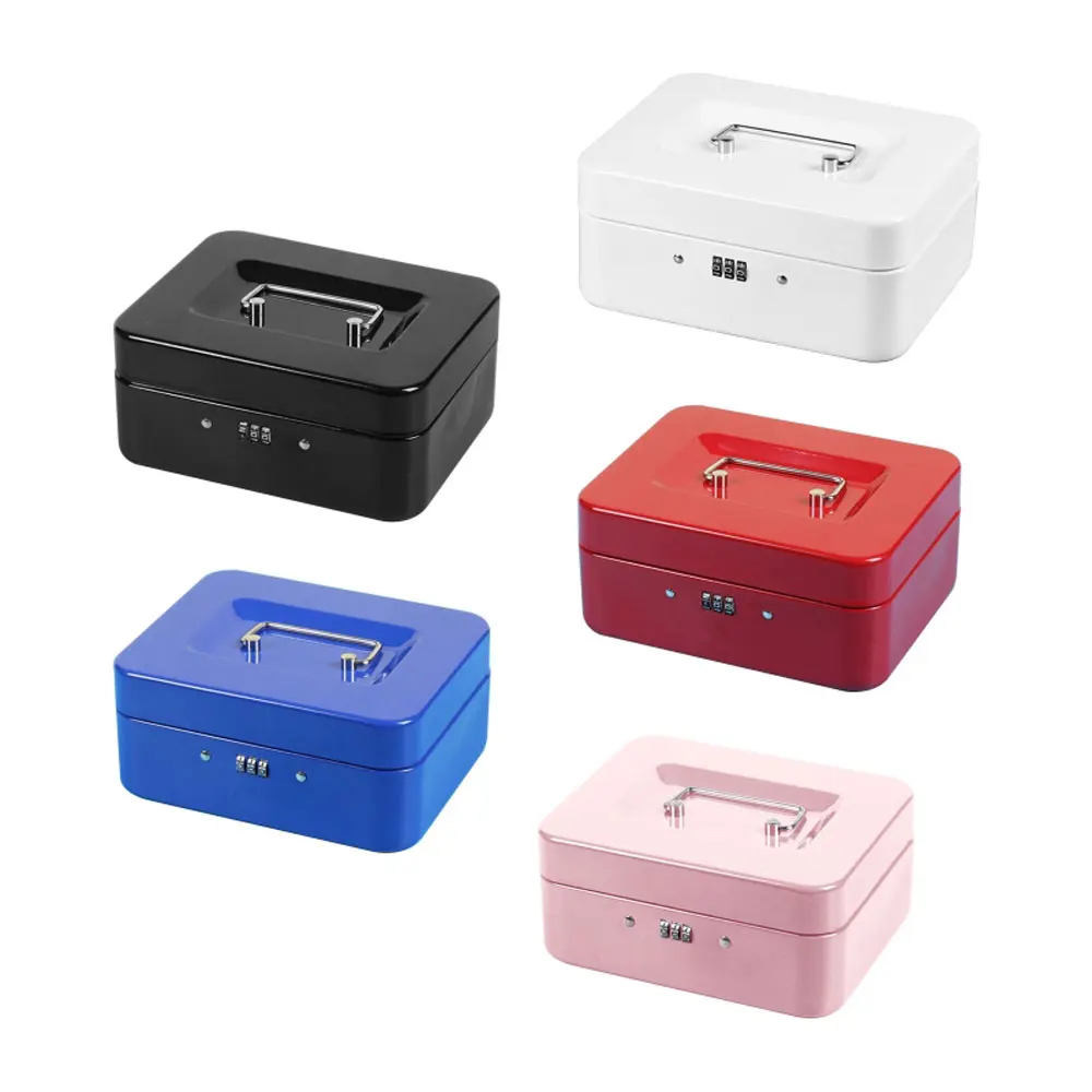 Portable Security Safe Box Password Lock Money Jewelry Storage Metal Box with Lock for Home School Office Security Cash Key Boxs