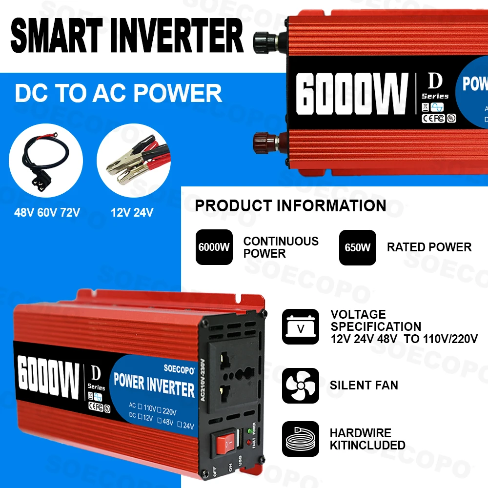 스마트 파워 인버터 6000W-10000W AC 12V - Outdoor Power Supply 12V 리뷰 및 가격