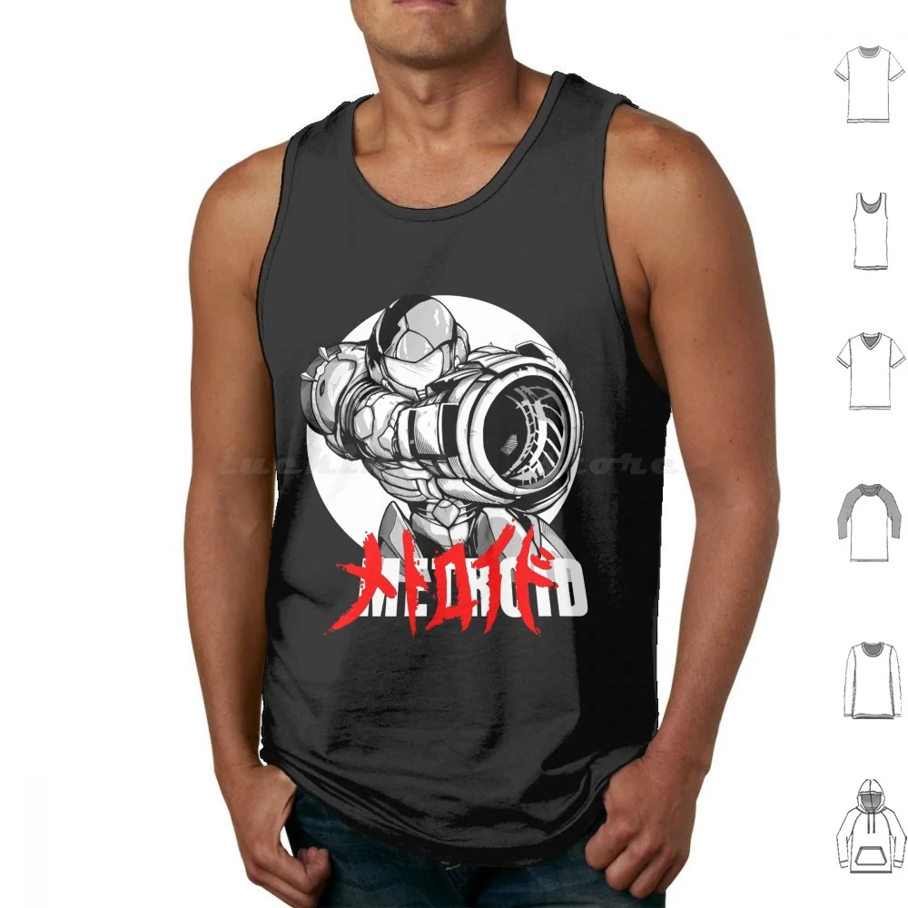 Metroid Tank Tops Vest Sleeveless Metroid Samus Aran Retro Old School Classic Nes Snes Galaxy Comic Space Super