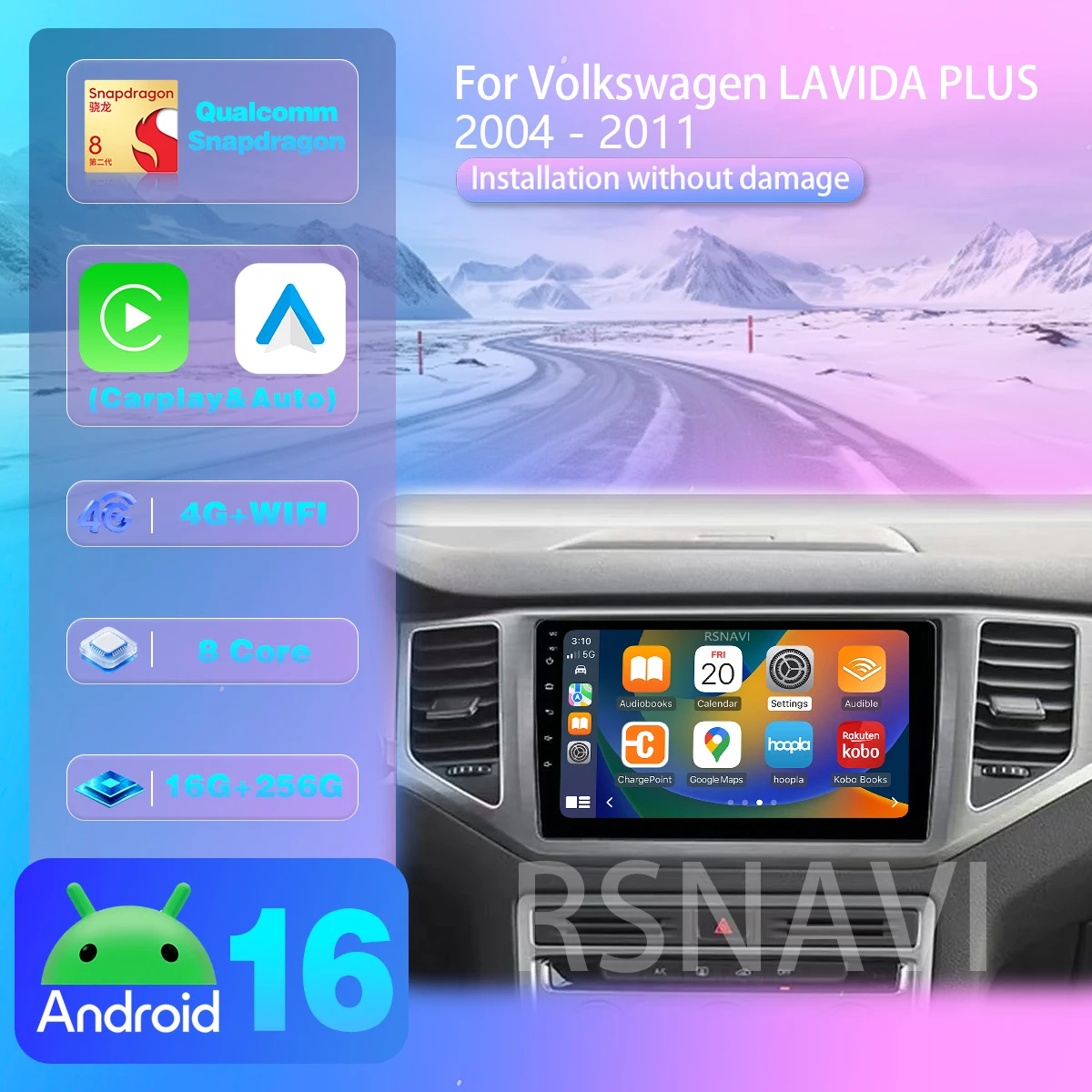 Android 16 Carplay Auto 2K Bildschirm Autoradio Multimedia für Volkswagen VW Polo 2004-2011 2din Autoradio Stereo Head Unit WIFI+4G