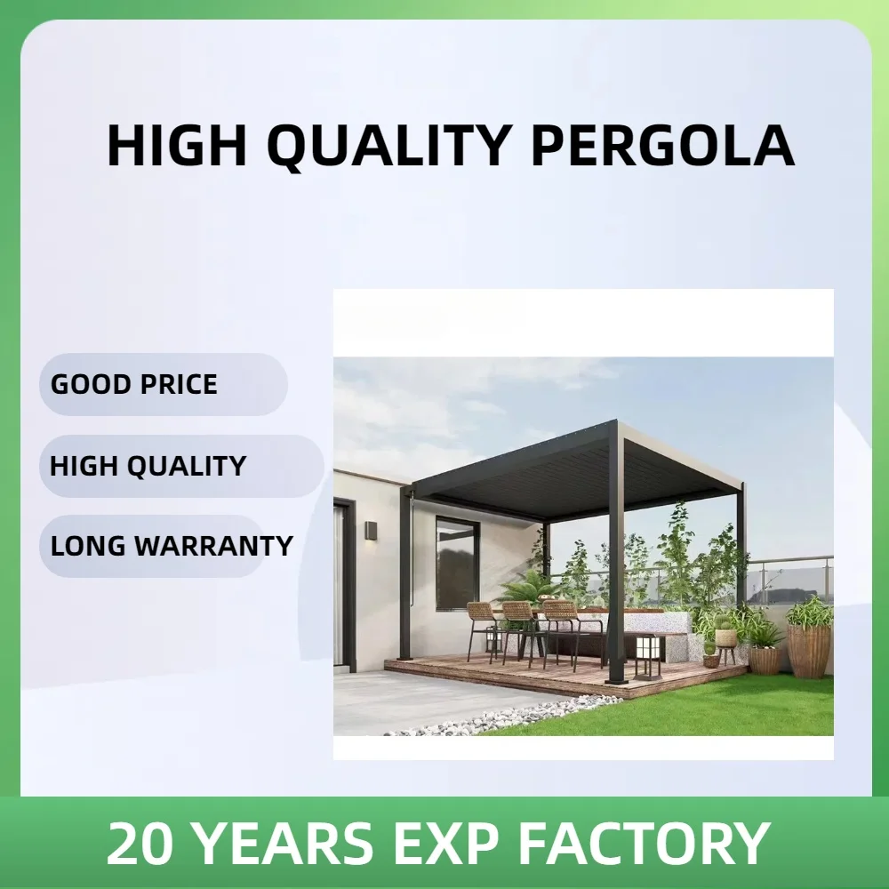 Supplier Outdoor Awnings Yard Terrace Canopy Rainproof Motorized Adjustable Gazebo Bioclimatic Louvered Aluminum Pergola