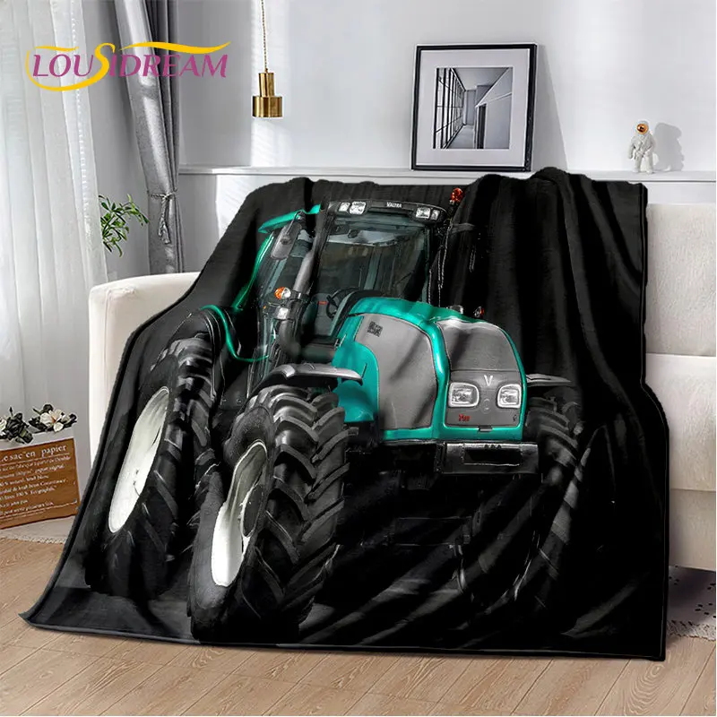 Car Tractor Truck Series Pattern Soft Plush Blanket,Flannel Blanket Throw Blanket for Living Room Bedroom Bed Sofa Picnic Cover