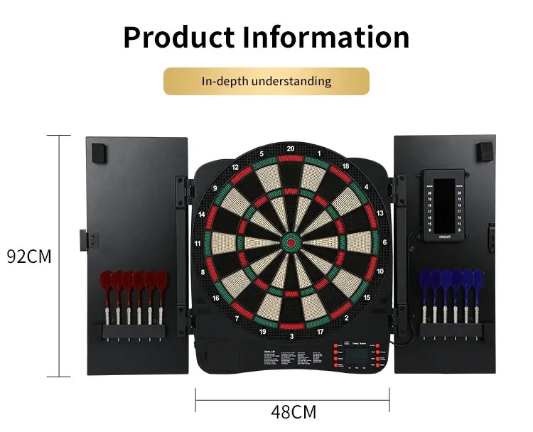 Built-in Light Latest Design Dart Board Set With 1-8 Players Game Over 427 game options