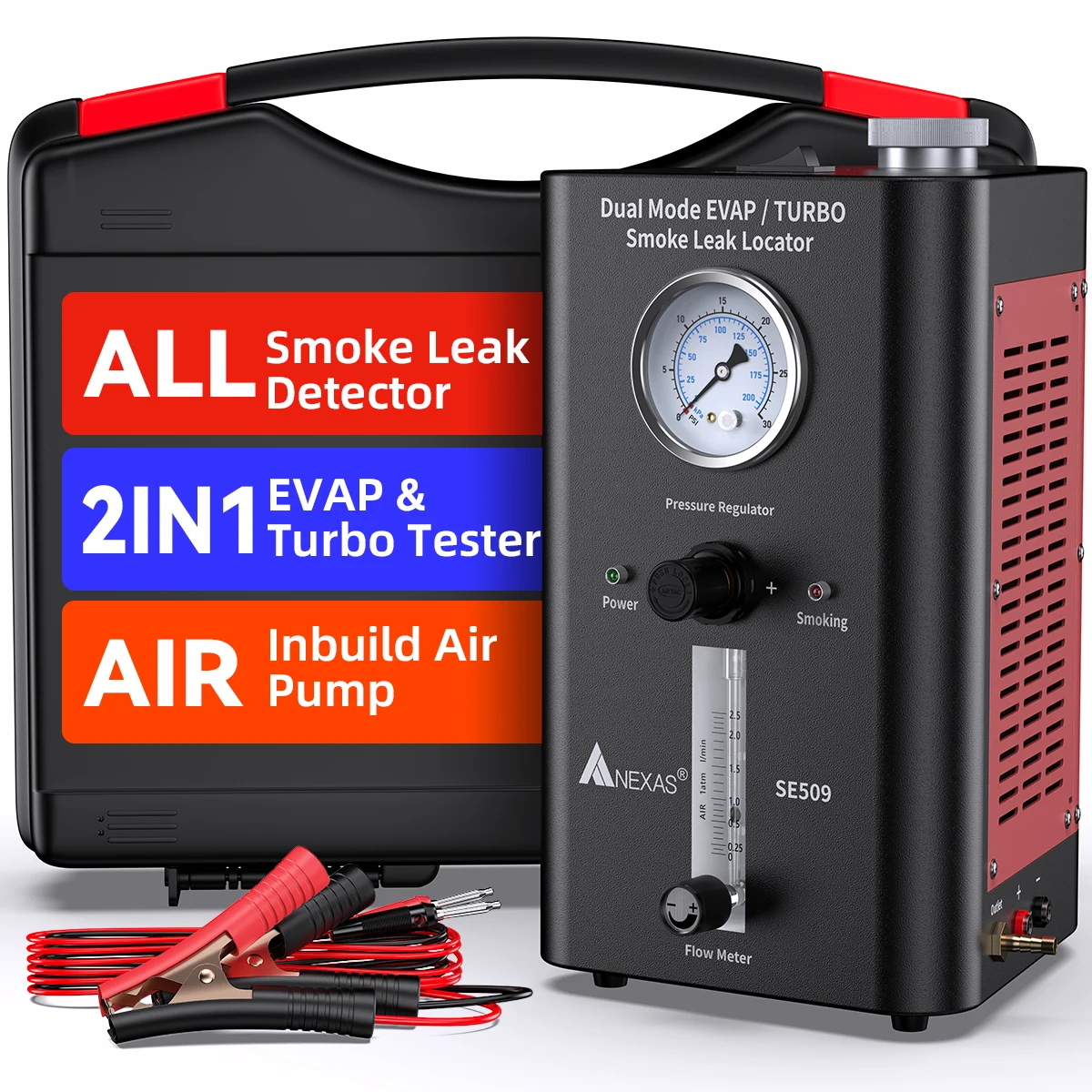 

NEXAS SE509 Smoke Machine Automotive with Built-in 2 Air Pump Pressure Regulator Dual Mode EVAP Turbo Automotive Smoke Leak