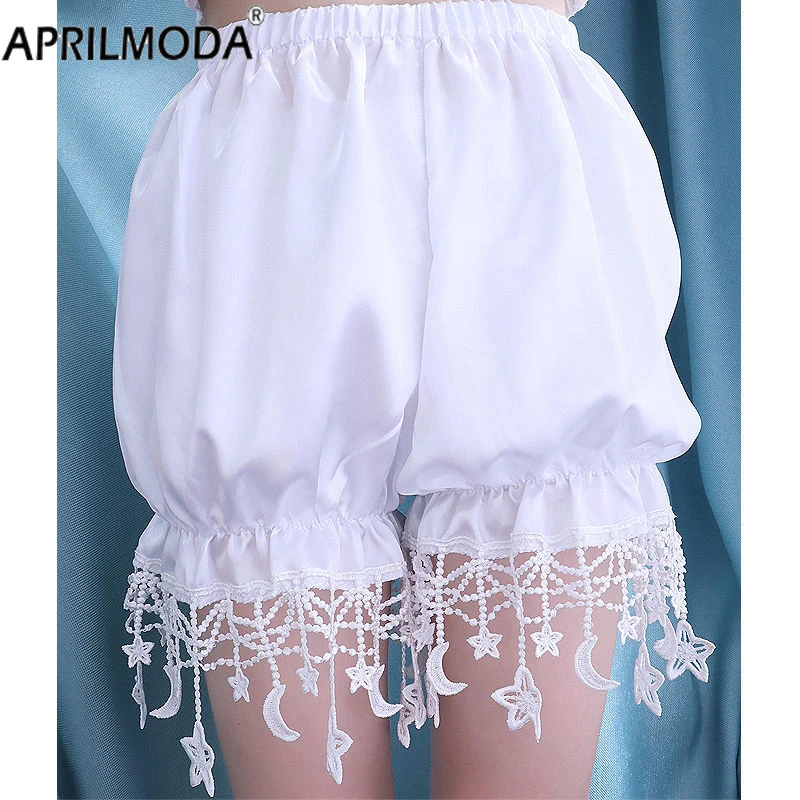 Women Kawaii Star Tassel JK Knickers Girl Victorian Soft Pantaloons Bloomers Winter Coral Fleece Warm Lolita Safety Shorts Pants