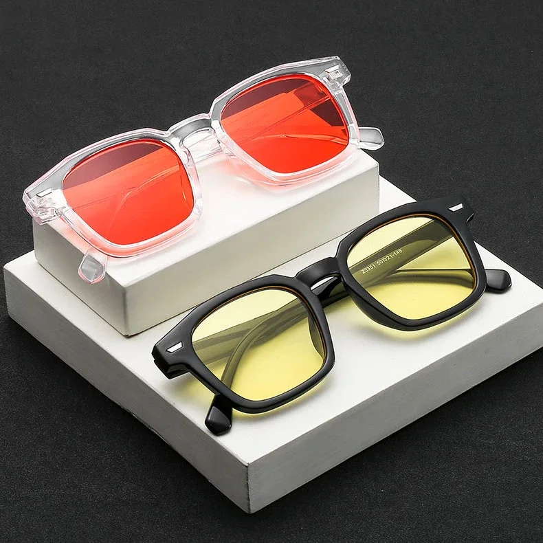 Square Vintage Sunglasses Woman Brand Designer Retro Sun Glasses Female Fashion Rivet Red Blue Mirror Style Oculos De Sol