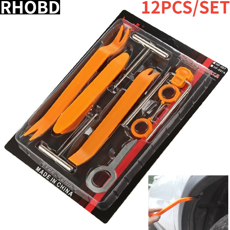 

12PCS/set Car Hand Tool Auto Disassembly Tool Plastic Pry Bar Door Panel Disassembly Pry Panel Interior Clip Rocker Crowbar Tool