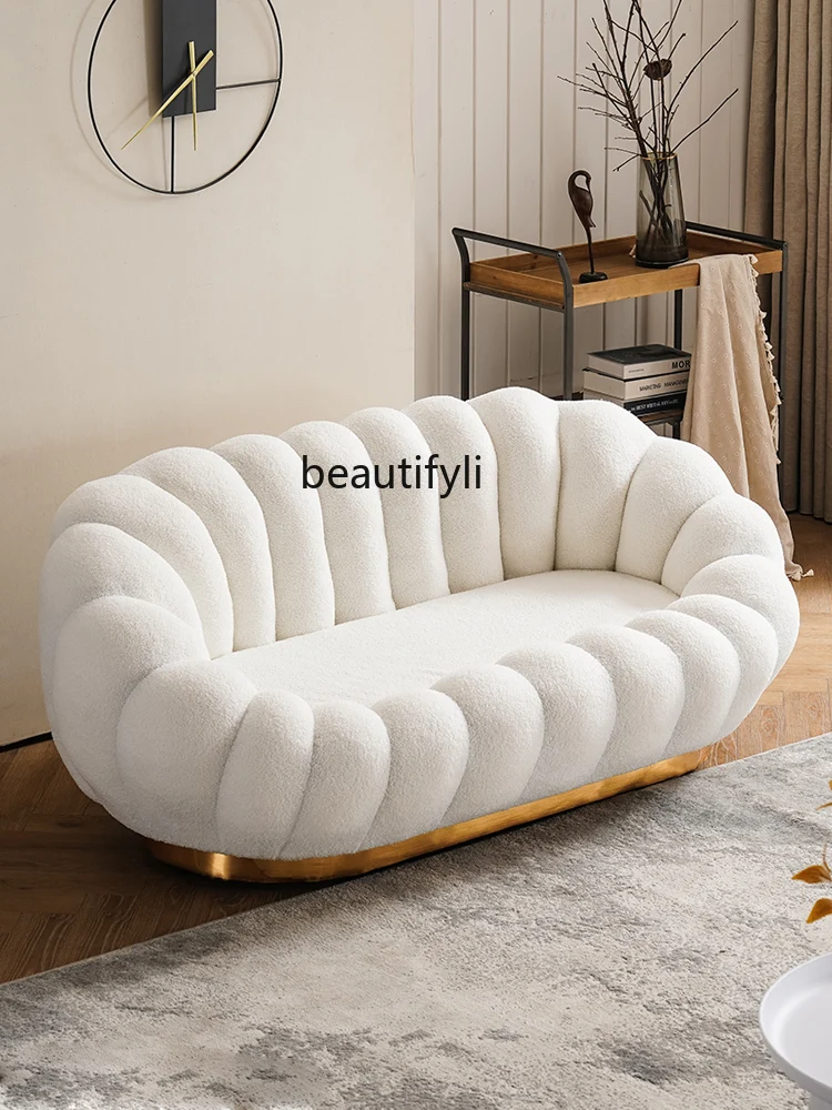 

GY Диван из овечьей шерсти с тыквой, квартира, гостиная, маленькая квартира, одноместный и двухместный, три спальни, ленивый тканевый диван