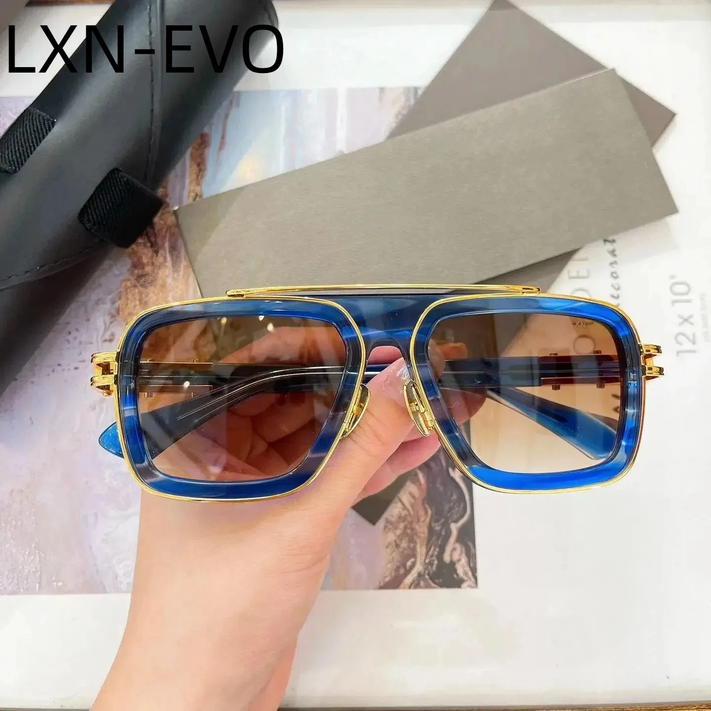 

Новое поступление DTS403 LXN-EVO Премиум Модные поляризационные мужские очки UV400 Повседневные популярные квадратные женские солнцезащитные очки в синей оправе из ацетата