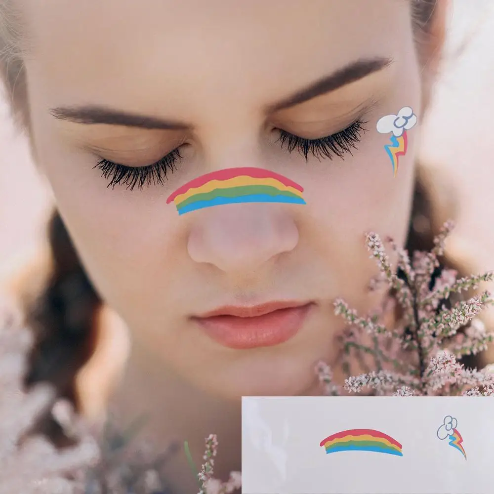 

Наклейки-татуировки для лица без раздражения, водонепроницаемые румяна для лица, одноразовые экологически чистые декоративные наклейки для девочек