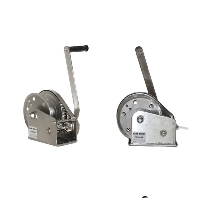 SSTLF High Speed Handle Boat Trailer Manual Gear Hand Crank Winch with Belt Heavy Duty Hand Winch Brake Stainless Steel