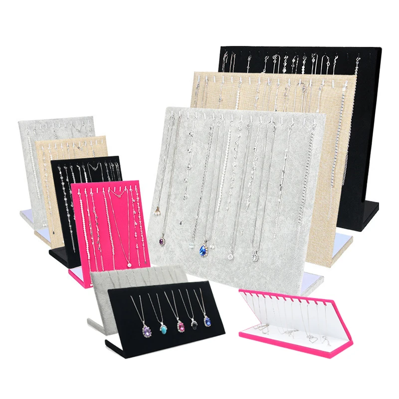 

L-тип бархатное/льняное ожерелье кулон органайзер держатель доска для хранения ювелирных изделий дисплей доска Nacklace подставка для хранения