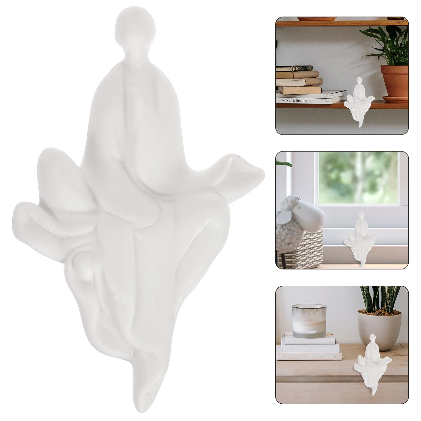 White Ceramic Statue Exquisite Lifelike Zen Style Decor for Table Desktop Tea Room Garden Home Office Bonsai Setup