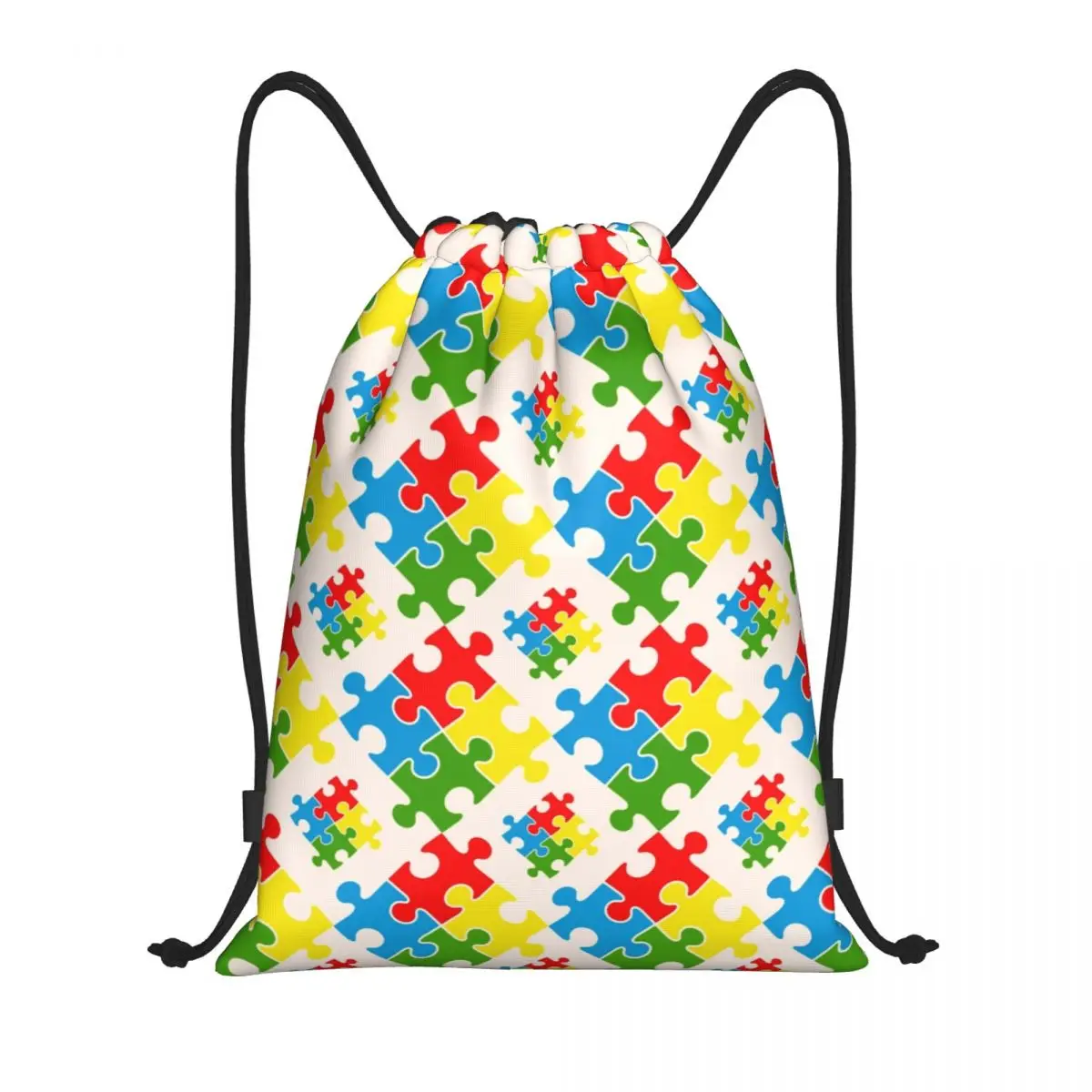 Colorful Puzzle Autism Awareness Pattern Drawstring Bag Women Men Portable Gym Sports Sackpack Training Storage Backpacks