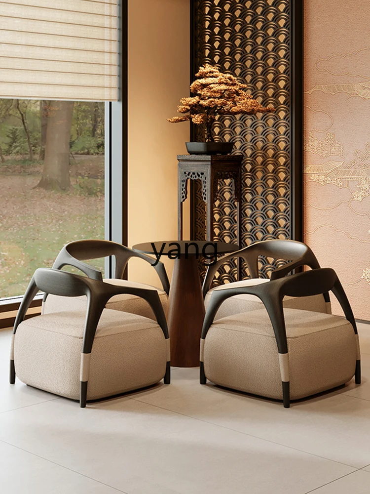 TGF الصينية الجديدة المقهى كرسي الترفيه Guofeng Zen فندق فيلا منطقة الراحة طاولة الاستقبال والكراسي #3