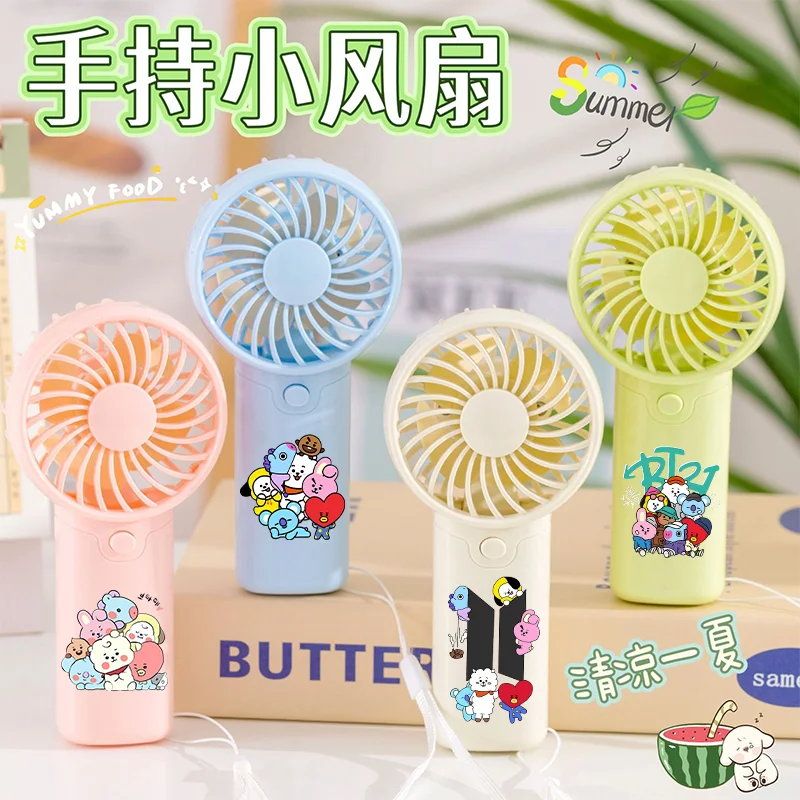 Mini Ventilador Portátil BT21 Fan Kawaii Anime Figure COOKY TATA, Ventilador de Mão Impresso para Viagens de Verão, Presente de Aniversário