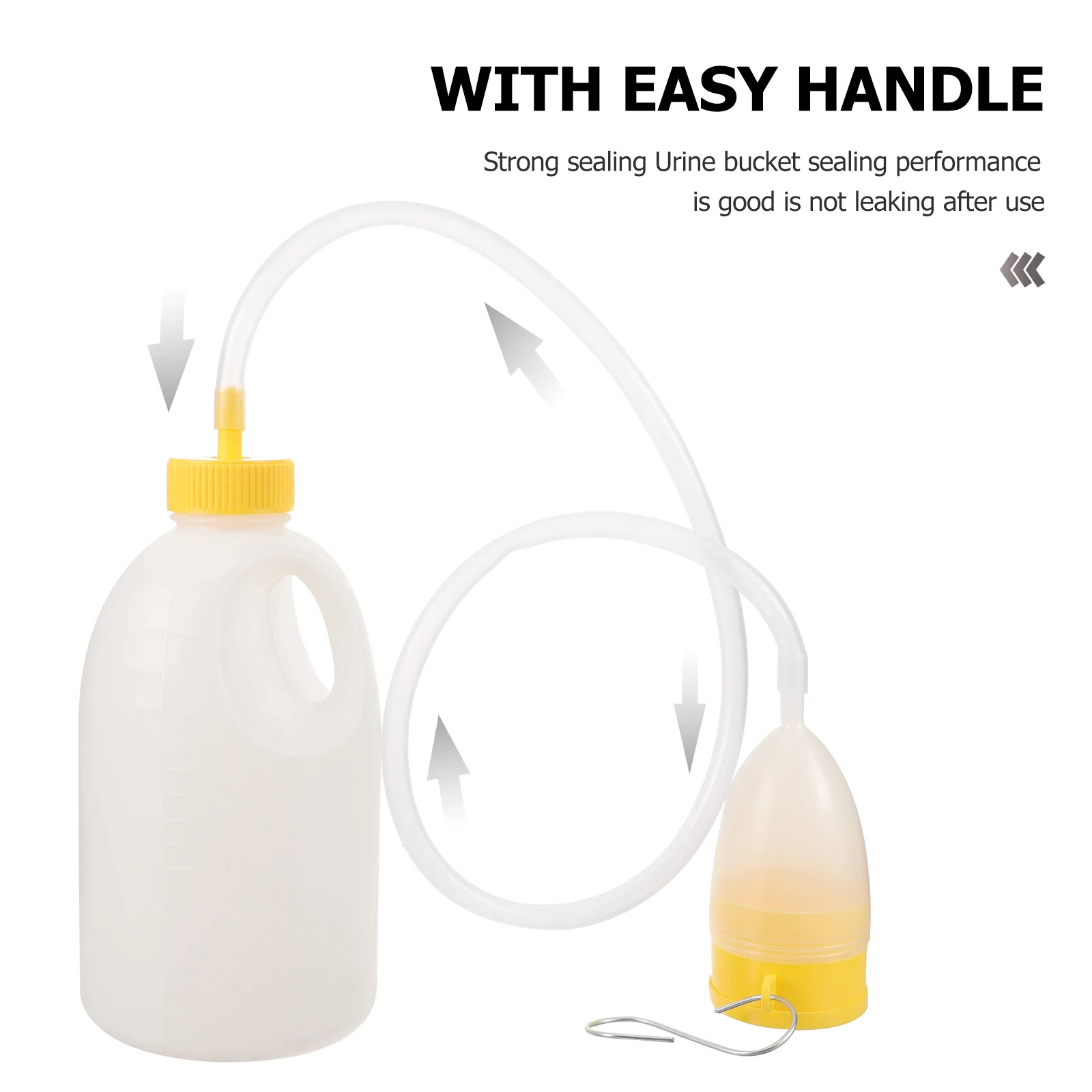 

Портативный писсуар для мужчин на 2000 мл с измерительной шкалой, герметичный дизайн для больницы, дома, путешествий, удобная ручка для захвата, многоразовая мочи