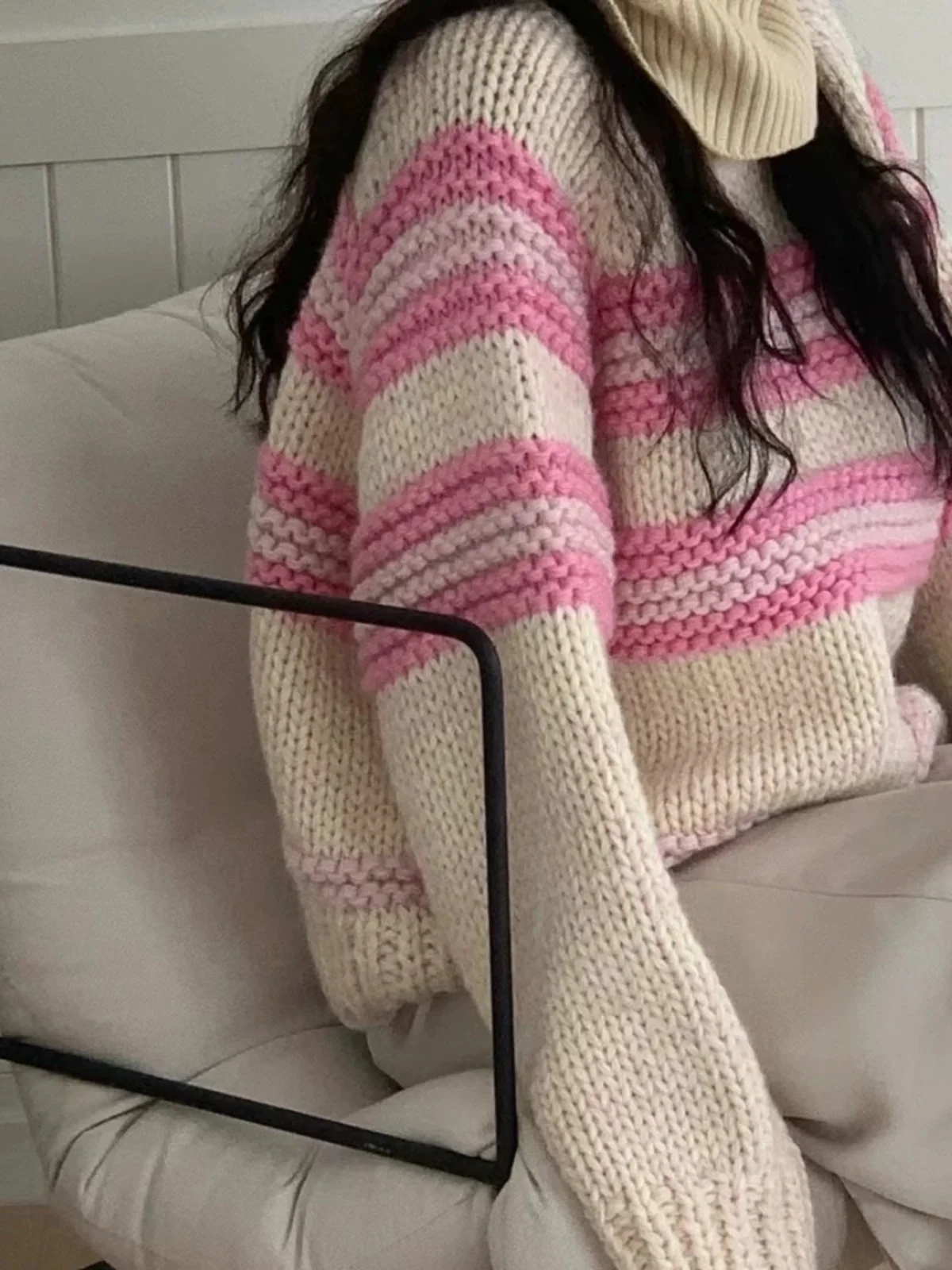 Pull en tricot doux et confortable pour femme, haut rond en fil Thi, chaud, décontracté, pour les déplacements, coupe ample, Long, Sve