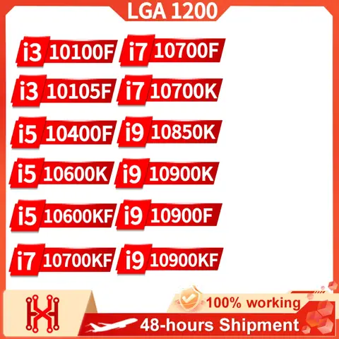 i3 10100F 10105F i5 10400F 10600K 10600KF i7 10700KF 10700F 10700K i9 10850K 10900K 10900F 10900KF Core 10.a generación para LGA 1200